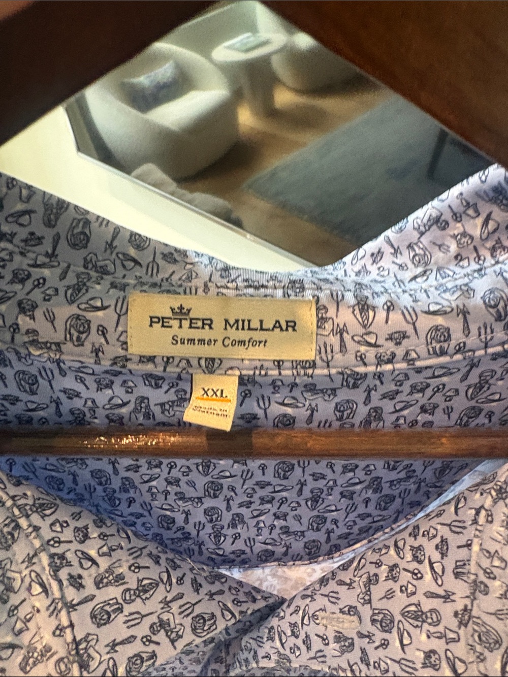 Light blue patterned Men’s polo shirt - Picture 3 of 4